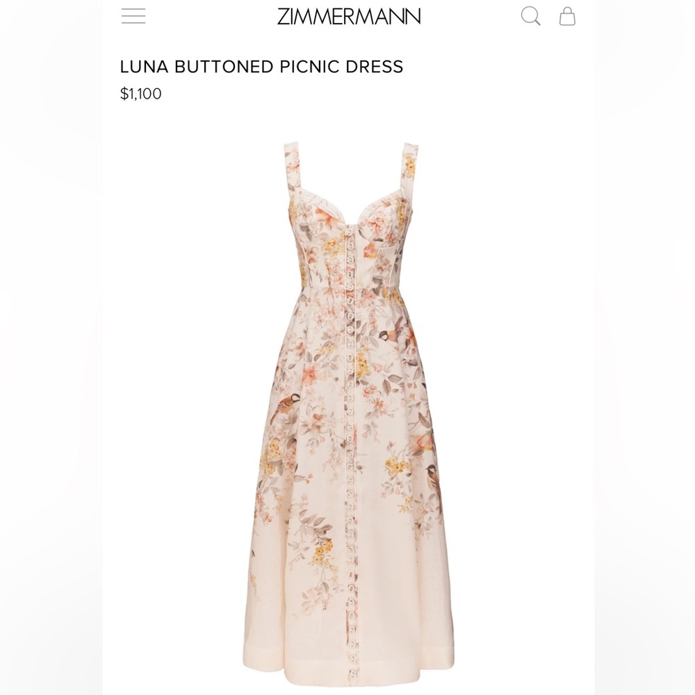 Zimmermann Blush Floral Bustier Midi Dress